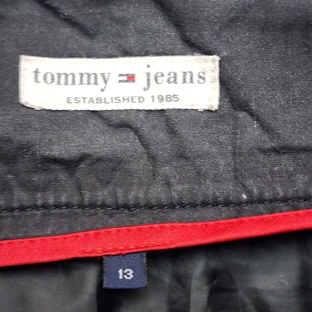 Vintage Tommy Jeans Herringbone Mini Skirt Gray Wool Blend Y2K Size 13 - Picture 5 of 10